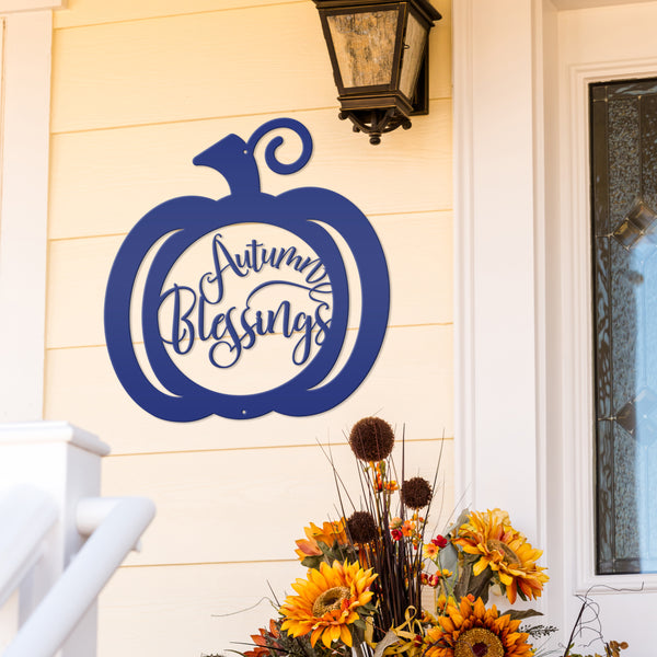 Autumn Blessings Pumpkin Fall Décor Metal Sign