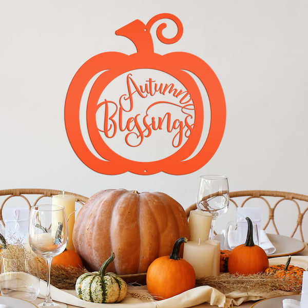Autumn Blessings Pumpkin Fall Décor Metal Sign