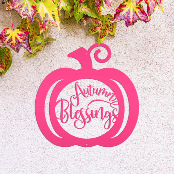 Autumn Blessings Pumpkin Fall Décor Metal Sign