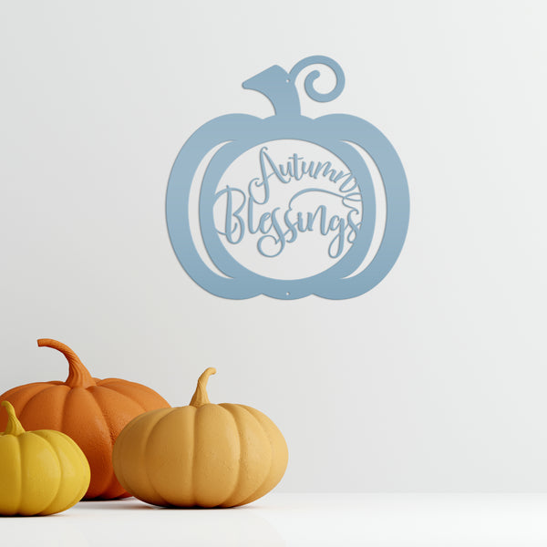 Autumn Blessings Pumpkin Fall Décor Metal Sign