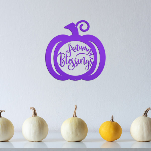 Autumn Blessings Pumpkin Fall Décor Metal Sign