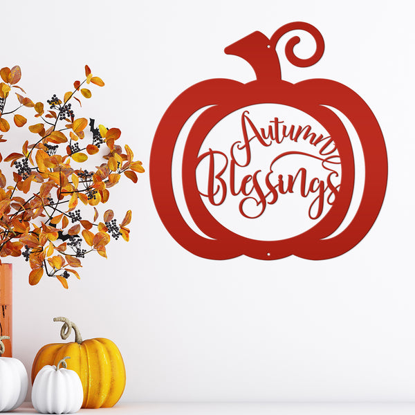 Autumn Blessings Pumpkin Fall Décor Metal Sign