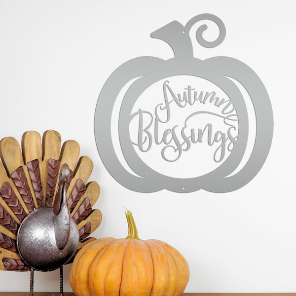 Autumn Blessings Pumpkin Fall Décor Metal Sign