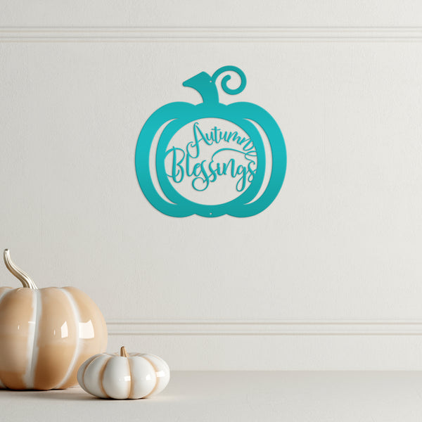 Autumn Blessings Pumpkin Fall Décor Metal Sign