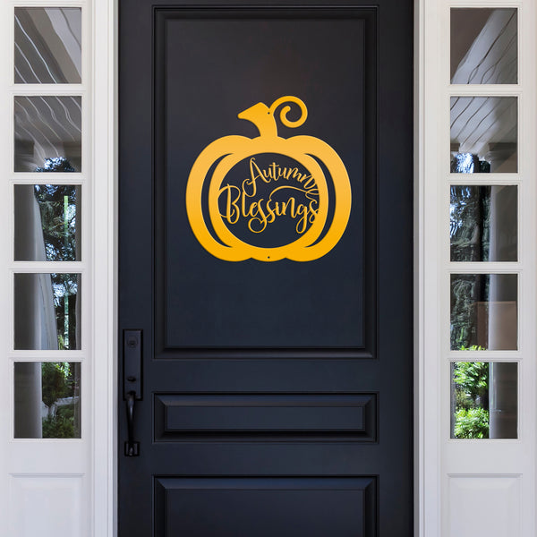 Autumn Blessings Pumpkin Fall Décor Metal Sign
