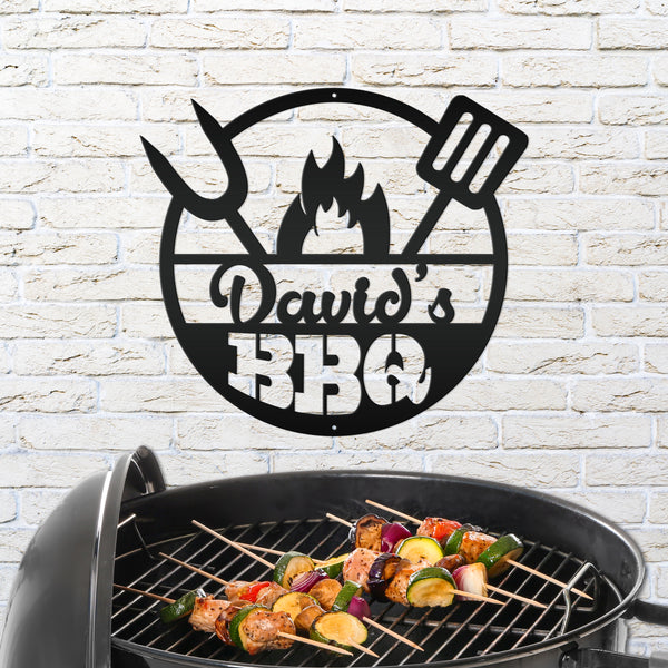 Personalized Name BBQ Metal Sign - Indoor Outdoor-Gift For Dad and Grandpa-Fathers Day Gift