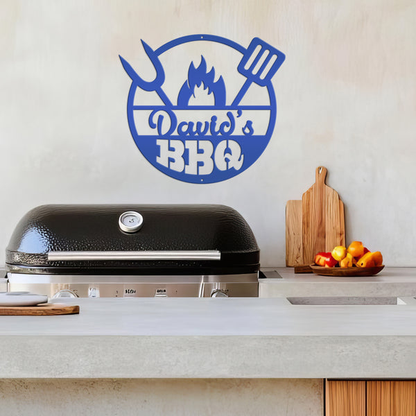 Personalized Name BBQ Metal Sign - Indoor Outdoor-Gift For Dad and Grandpa-Fathers Day Gift