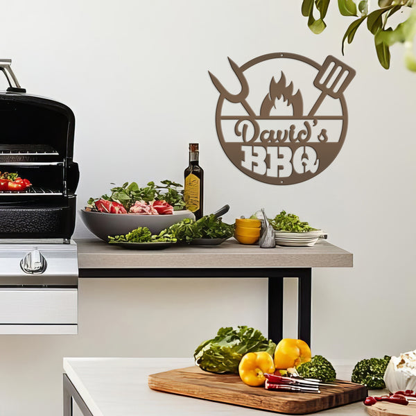 Personalized Name BBQ Metal Sign - Indoor Outdoor-Gift For Dad and Grandpa-Fathers Day Gift