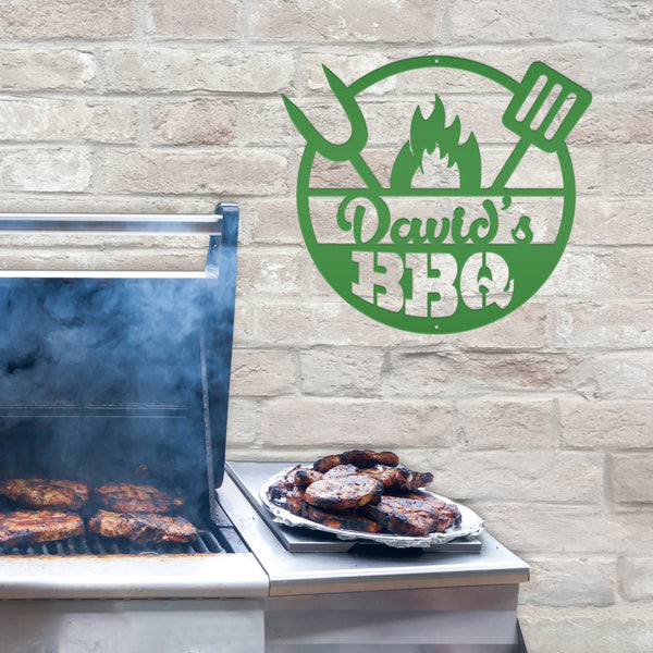 Personalized Name BBQ Metal Sign - Indoor Outdoor-Gift For Dad and Grandpa-Fathers Day Gift