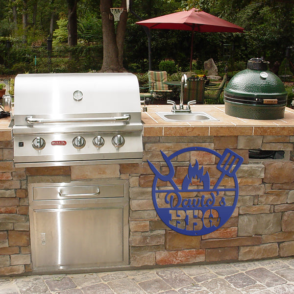 Personalized Name BBQ Metal Sign - Indoor Outdoor-Gift For Dad and Grandpa-Fathers Day Gift