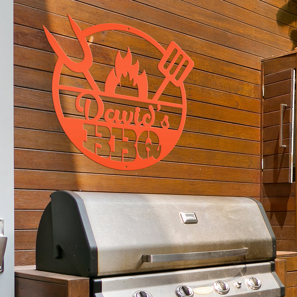 Personalized Name BBQ Metal Sign - Indoor Outdoor-Gift For Dad and Grandpa-Fathers Day Gift