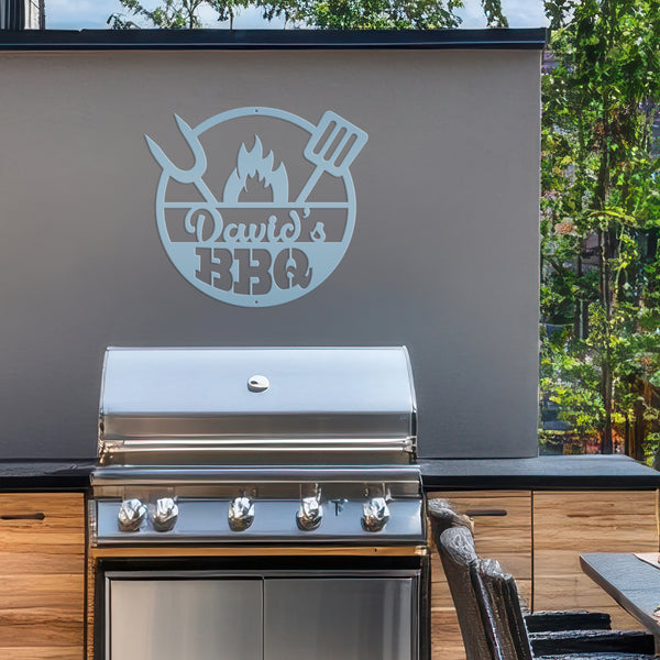 Personalized Name BBQ Metal Sign - Indoor Outdoor-Gift For Dad and Grandpa-Fathers Day Gift