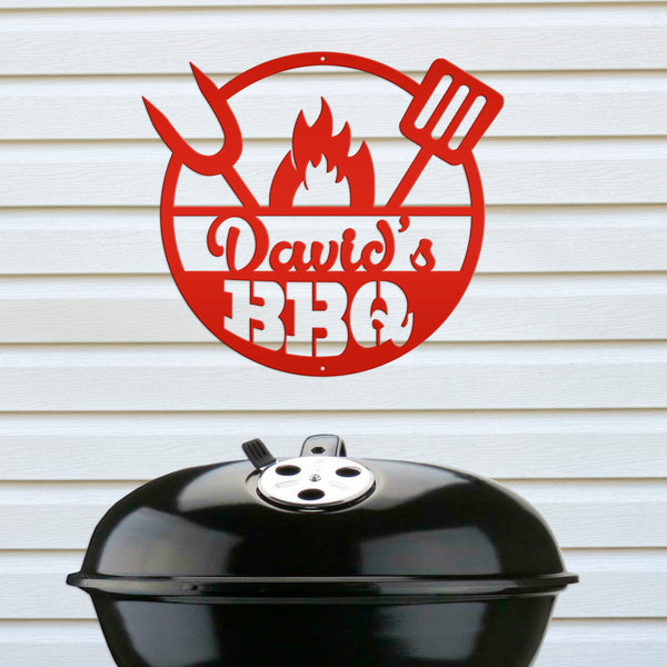 Personalized Name BBQ Metal Sign - Indoor Outdoor-Gift For Dad and Grandpa-Fathers Day Gift