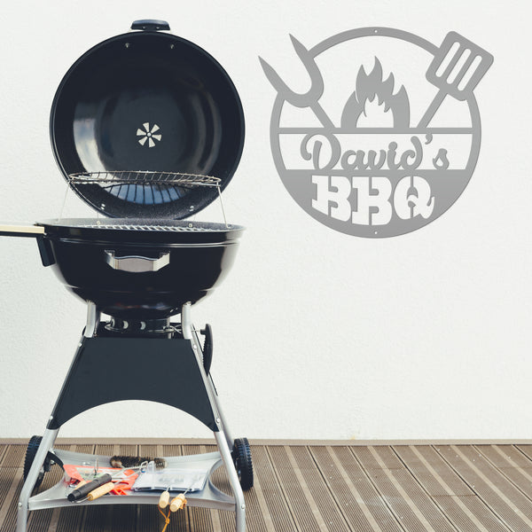 Personalized Name BBQ Metal Sign - Indoor Outdoor-Gift For Dad and Grandpa-Fathers Day Gift