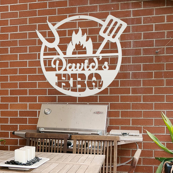 Personalized Name BBQ Metal Sign - Indoor Outdoor-Gift For Dad and Grandpa-Fathers Day Gift