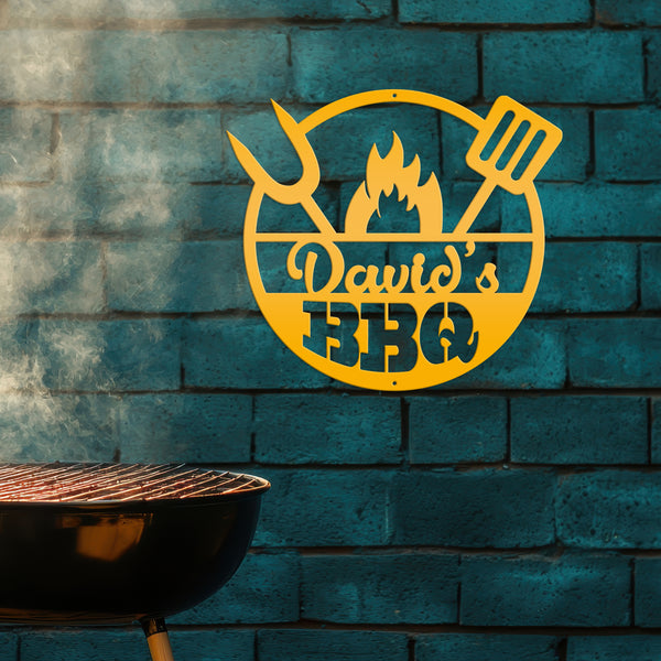 Personalized Name BBQ Metal Sign - Indoor Outdoor-Gift For Dad and Grandpa-Fathers Day Gift