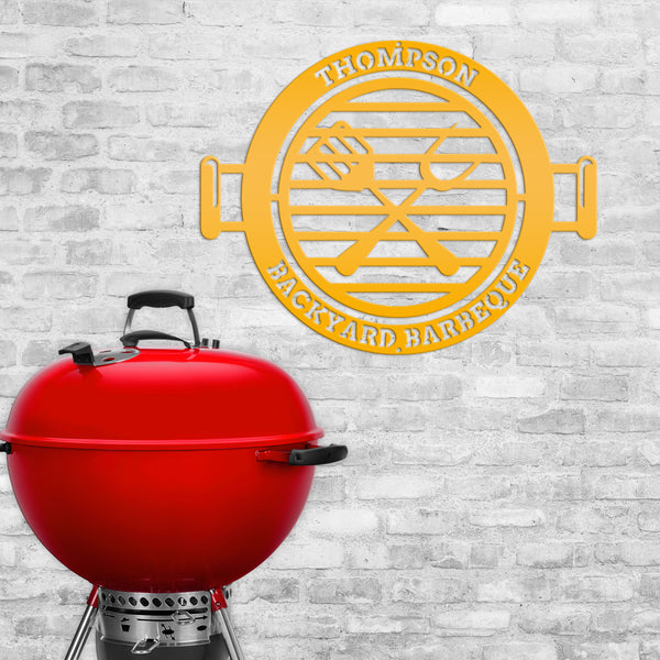 Backyard Barbeque Grill Family Name Sign