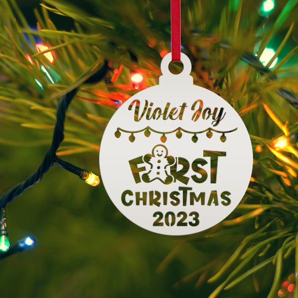 Personalized Baby's 1st Christmas Metal Ornament