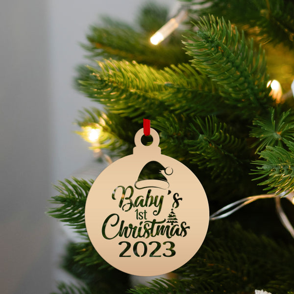 Baby's 1st Christmas Dated Metal Christmas/Holiday Ornament-Personalized