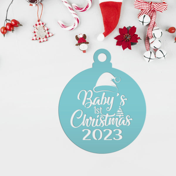 Baby's 1st Christmas Dated Metal Christmas/Holiday Ornament-Personalized