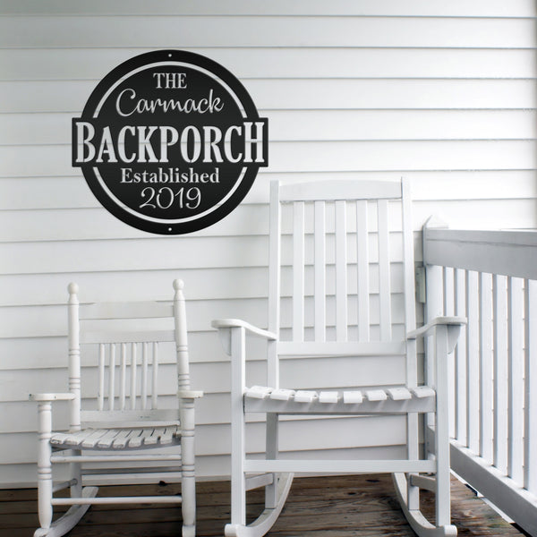 Personalized Family Name with Established Date Backporch Metal Sign