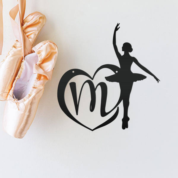 Personalized Ballerina with Heart Monogram Metal Sign, Little Girl Bedroom Decor, Ballerina Wall Art & Decor, Girls Bedroom Decor, Ballerina Metal Art , Ballerina Lovers Gift, Ballerina Studio Business Sign, Ballerina Studio Decor