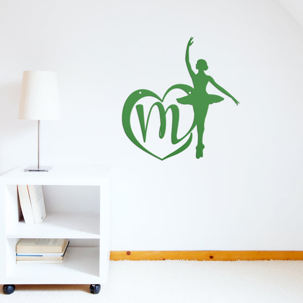 Personalized Ballerina with Heart Monogram Metal Sign, Little Girl Bedroom Decor, Ballerina Wall Art & Decor, Girls Bedroom Decor, Ballerina Metal Art , Ballerina Lovers Gift, Ballerina Studio Business Sign, Ballerina Studio Decor