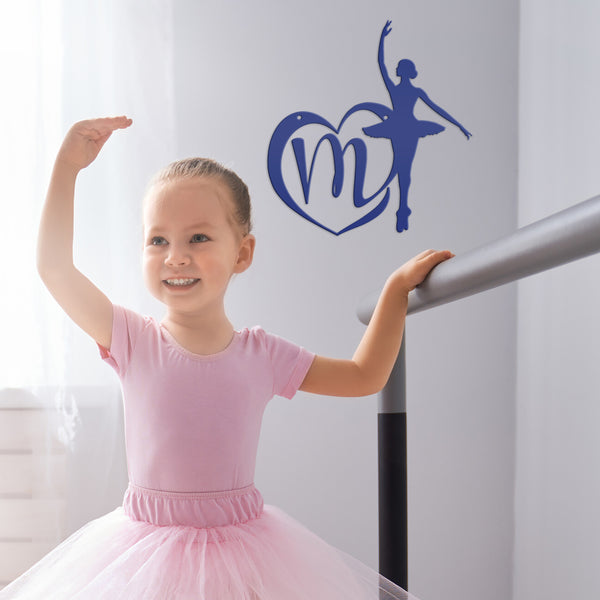 Personalized Ballerina with Heart Monogram Metal Sign, Little Girl Bedroom Decor, Ballerina Wall Art & Decor, Girls Bedroom Decor, Ballerina Metal Art , Ballerina Lovers Gift, Ballerina Studio Business Sign, Ballerina Studio Decor