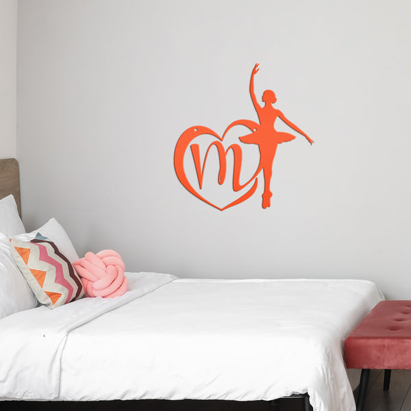 Personalized Ballerina with Heart Monogram Metal Sign, Little Girl Bedroom Decor, Ballerina Wall Art & Decor, Girls Bedroom Decor, Ballerina Metal Art , Ballerina Lovers Gift, Ballerina Studio Business Sign, Ballerina Studio Decor