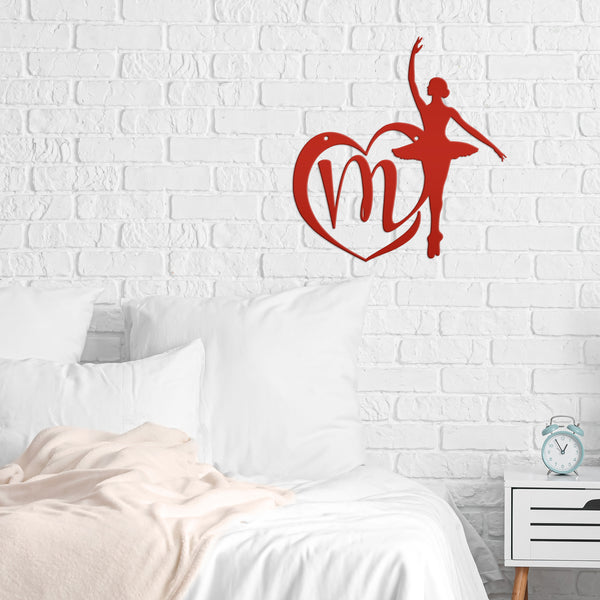 Personalized Ballerina with Heart Monogram Metal Sign, Little Girl Bedroom Decor, Ballerina Wall Art & Decor, Girls Bedroom Decor, Ballerina Metal Art , Ballerina Lovers Gift, Ballerina Studio Business Sign, Ballerina Studio Decor