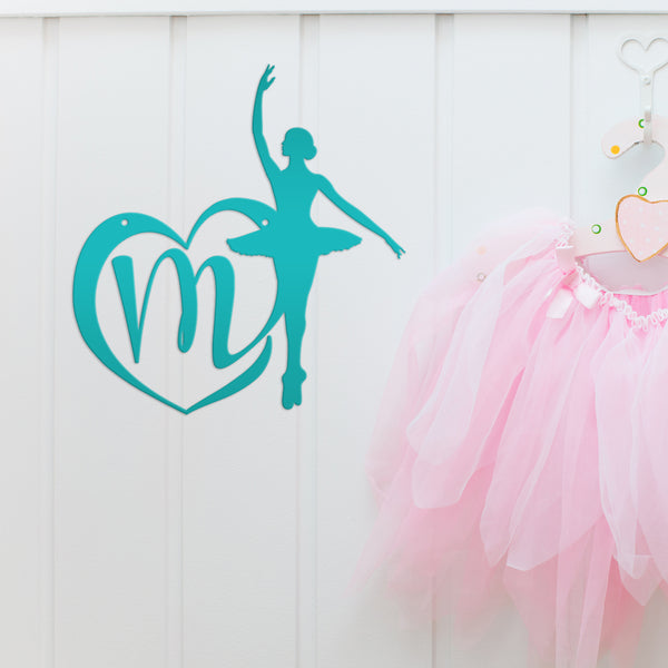 Personalized Ballerina with Heart Monogram Metal Sign, Little Girl Bedroom Decor, Ballerina Wall Art & Decor, Girls Bedroom Decor, Ballerina Metal Art , Ballerina Lovers Gift, Ballerina Studio Business Sign, Ballerina Studio Decor