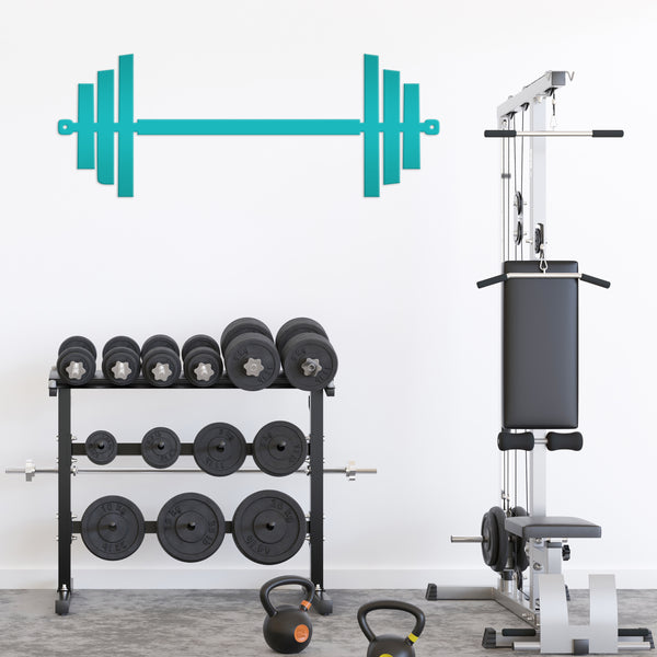 Barbell Home Gym Metal Sign-Weight Room-Fitness Room-Wall Decor-Wall Art-Barbell Shaped Sign