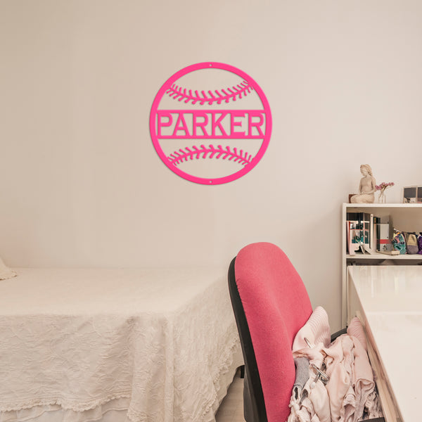 Personalized Baseball Name Metal Sign