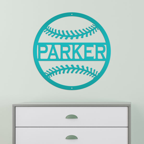 Personalized Baseball Name Metal Sign