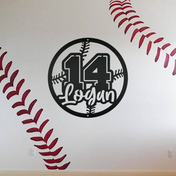 Personalized Baseball Name and Number Metal Sign