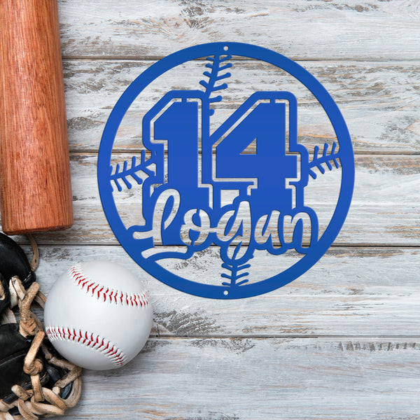 Personalized Baseball Name and Number Metal Sign