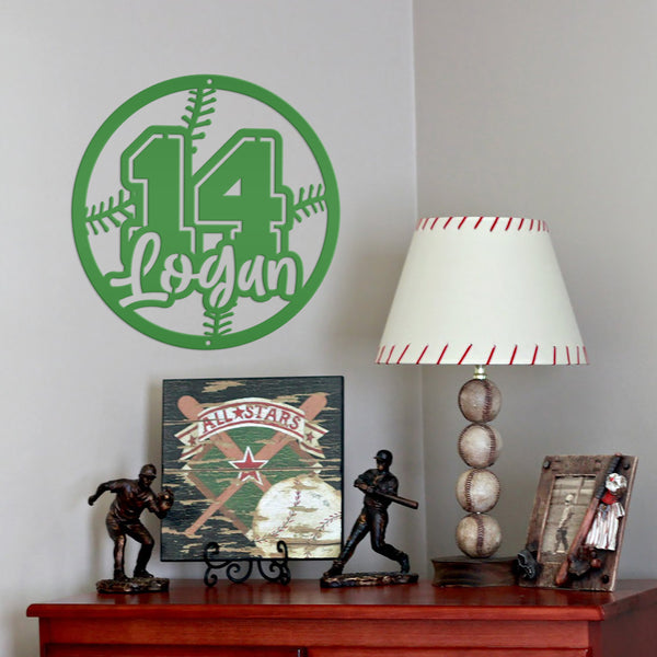 Personalized Baseball Name and Number Metal Sign