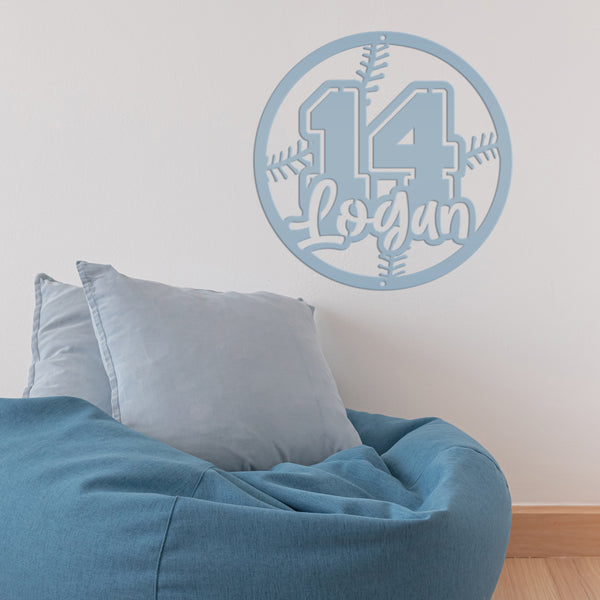 Personalized Baseball Name and Number Metal Sign