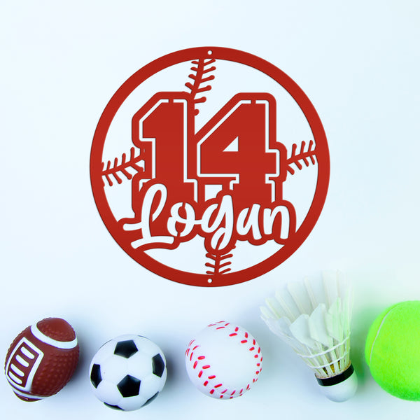 Personalized Baseball Name and Number Metal Sign