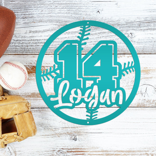 Personalized Baseball Name and Number Metal Sign