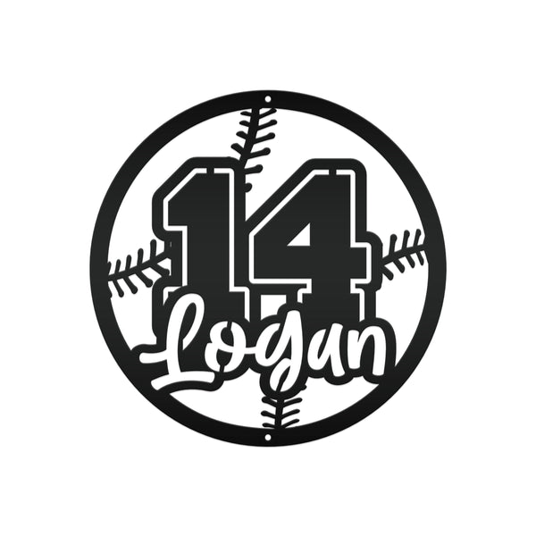 Personalized Baseball Name and Number Metal Sign