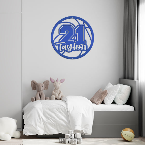 Personalized Basketball Name and Number Metal Sign - Athlete Gift - Home Decor-Senior Night Gift