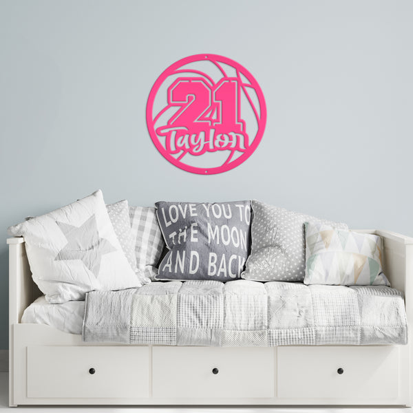 Personalized Basketball Name and Number Metal Sign - Athlete Gift - Home Decor-Senior Night Gift