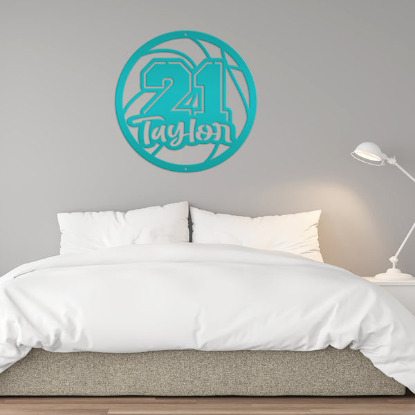 Personalized Basketball Name and Number Metal Sign - Athlete Gift - Home Decor-Senior Night Gift