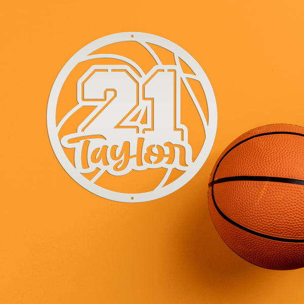 Personalized Basketball Name and Number Metal Sign - Athlete Gift - Home Decor-Senior Night Gift