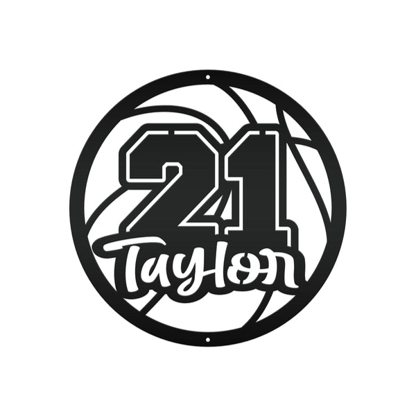 Personalized Basketball Name and Number Metal Sign - Athlete Gift - Home Decor-Senior Night Gift