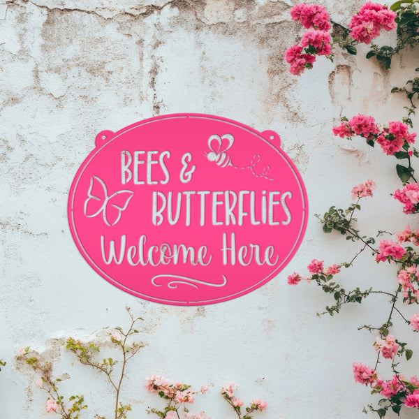 Bees & Butterflies Welcome Sign, Spring Bees and Butterflies Yard Sign, Sign for Spring Garden, Garden Sign with Bees and Butterflies, Bee Gift, Butterfly Gift