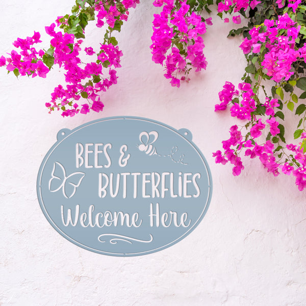 Bees & Butterflies Welcome Sign, Spring Bees and Butterflies Yard Sign, Sign for Spring Garden, Garden Sign with Bees and Butterflies, Bee Gift, Butterfly Gift