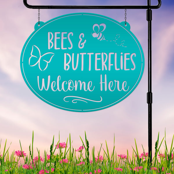 Bees & Butterflies Welcome Sign, Spring Bees and Butterflies Yard Sign, Sign for Spring Garden, Garden Sign with Bees and Butterflies, Bee Gift, Butterfly Gift