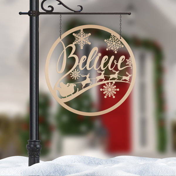 Believe Christmas Metal Sign - Holiday Sign